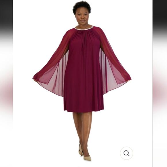R & M Richards Dresses & Skirts - R&M Richards Chiffon Dress • Style 2496 • Size 6 • Berry Rhinestone Neck Capelet